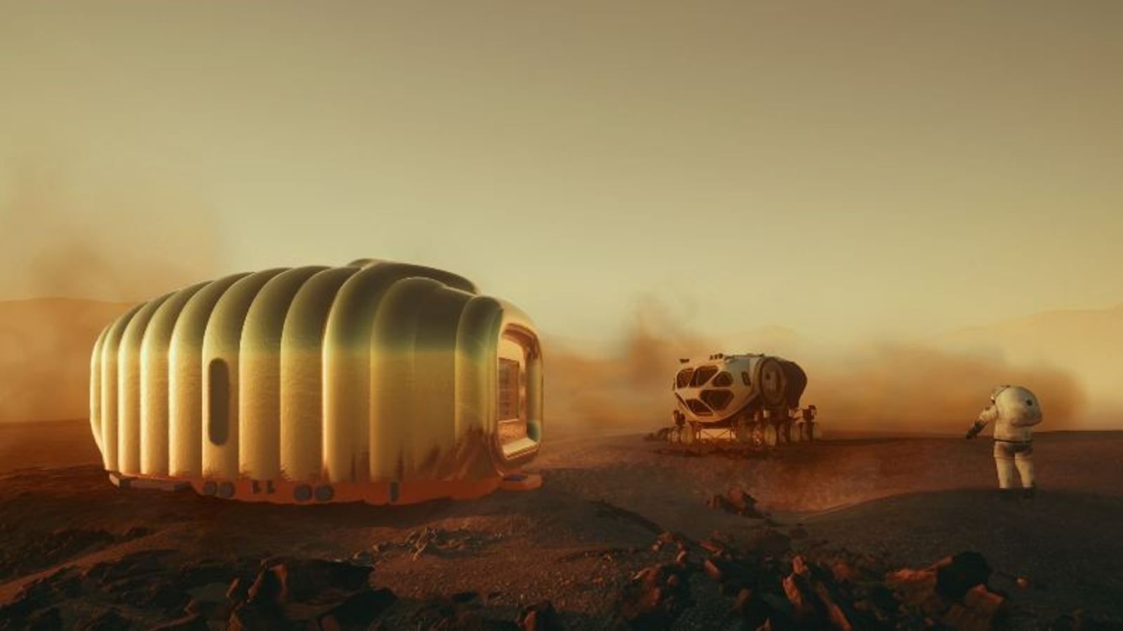Visualisation of a house on Mars © PEARCE+ and Hugh Broughton Architects